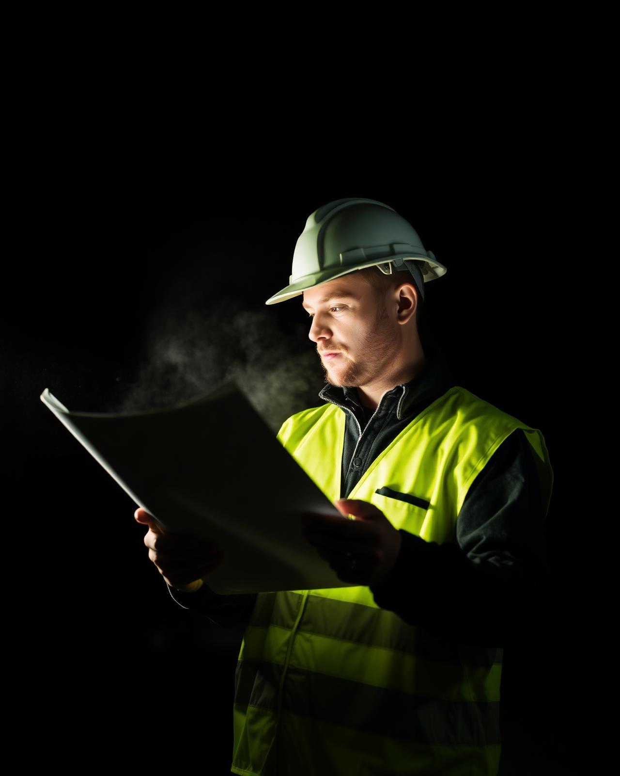 Inno Reno craftsman reviewing project blueprints